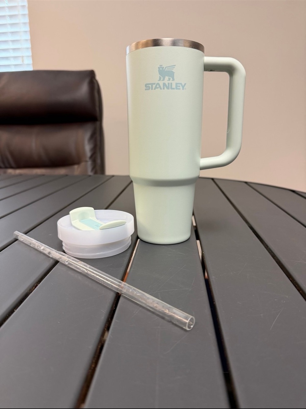 Stanley Mint Green Travel Tumbler with Handle and Straw